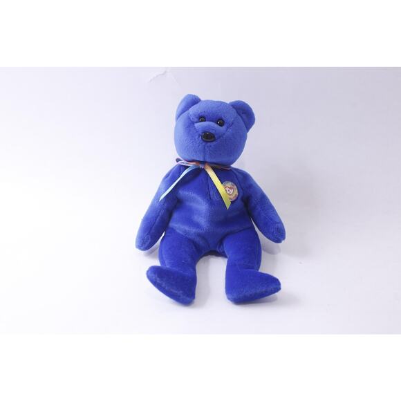 TY Beanie Baby, Clubby the Bear, Blue Plush Bear, Round Official Club Badged - Picture 1 of 3